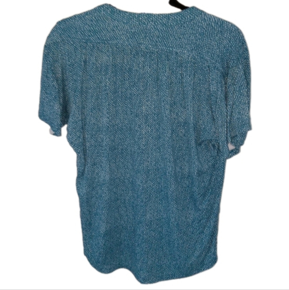 Maeve / Anthropologie Blue Speckled Pattern Short Sleeve Top Medium - Picture 2 of 8